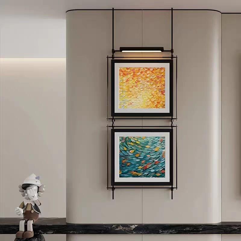 轻奢抽象装饰画现代客厅卧室挂画有框金属画框肌理艺术画
