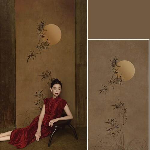 照相馆室内新中式东方国潮覆古照写真影棚工笔画 画屏风挂画 画拍