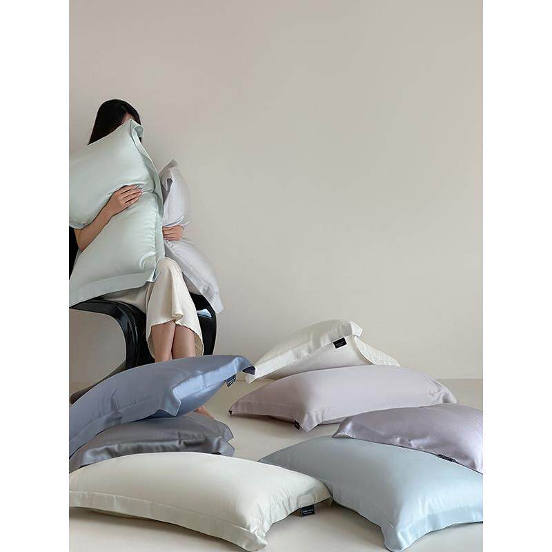 【对对】夏日清凉精品60S蓝精天丝枕套48*74cm枕套
