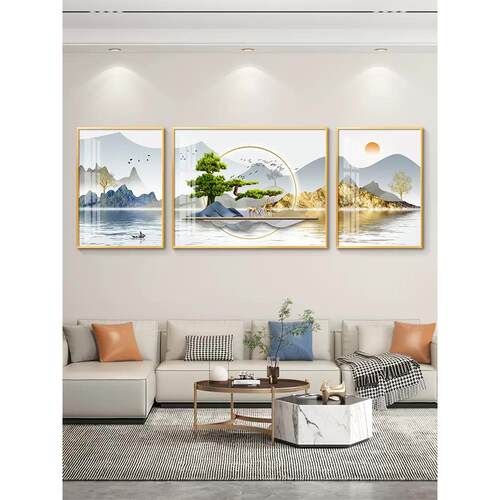 欢迎松木新中国风客厅装饰画沙发背景墙挂画简约现代山水画大气壁