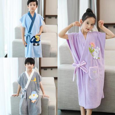 儿童浴巾浴袍可穿式速干可裹巾女童男孩中大童2025新款比全棉吸水