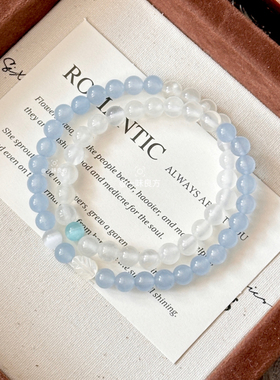 【白日梦蓝】原创设计手工蓝色串珠手链女生闺蜜时尚小清新手串