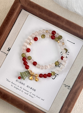 【十二月奇迹】一味良方原创手工彩色猫眼石红玛瑙手串圣诞节礼物