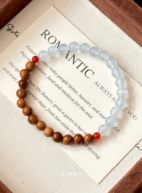 【时雨】原创小众设计蓝色串珠手链新中式饰品男女款库克手串