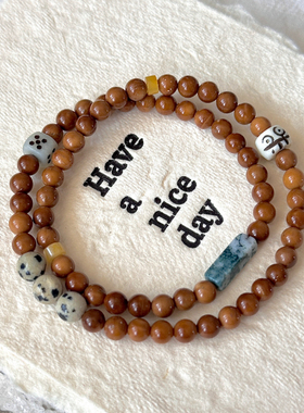 【时光旅行者】双圈库克手串时尚男女款驼骨串珠小众手链原创设计