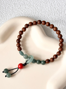 【相思引】原创翡翠金丝檀木手串新中式朱砂串珠国潮文玩串珠