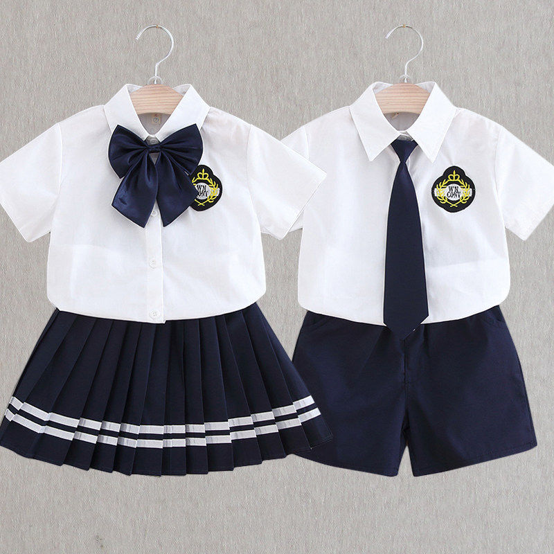 正品亲子英伦风2026夏季纯棉儿童短袖校服套装学生新款幼儿园园服