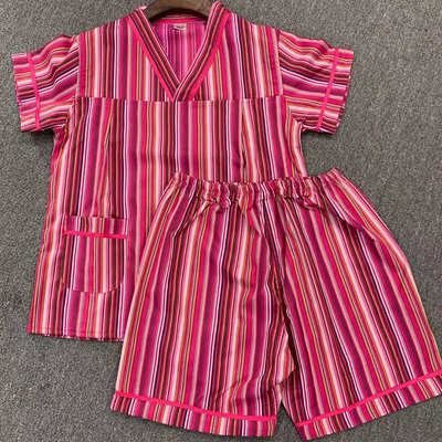 蒸服新品格子胸部纯棉男女浴服服洗浴桑拿双层蒸衫汗情侣装汉女衣
