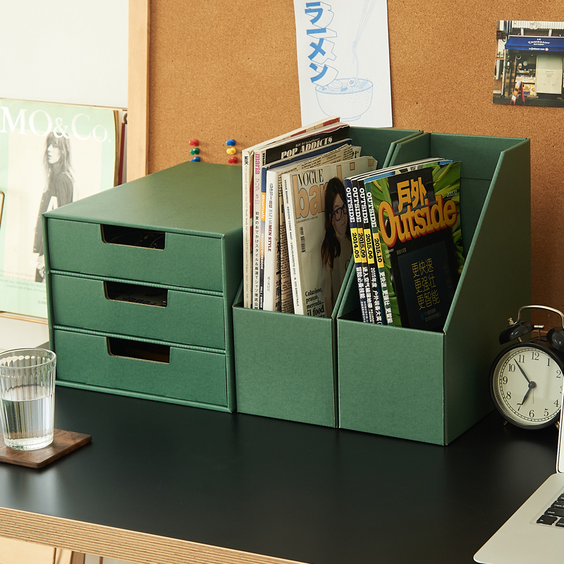 热销纸质收纳盒学生书立盒抽屉式桌面收纳盒置物架办公室文件夹收