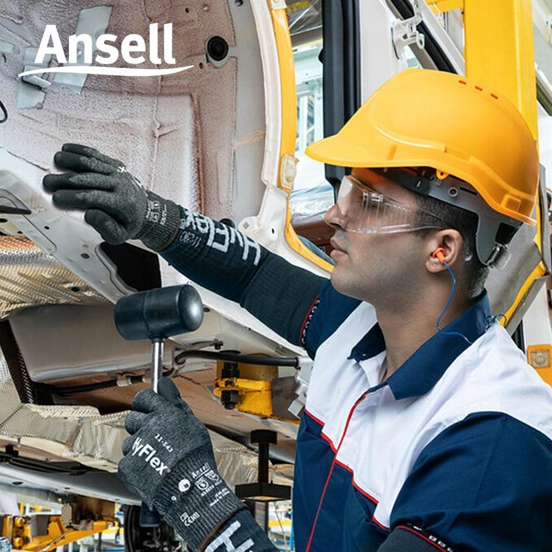 热销安塞尔11-543丁腈涂棕榈手套F级抗剪氨纶钢丝工厂航空工业安