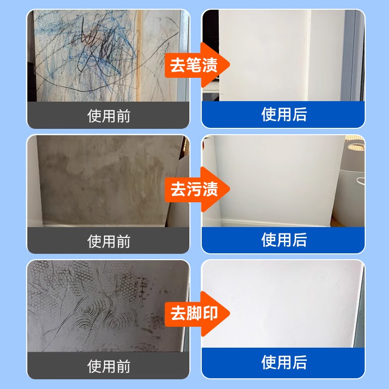 热销乳胶漆墙面去污神器擦墙壁白墙体涂鸦污渍清洁剂脚印黑垢#