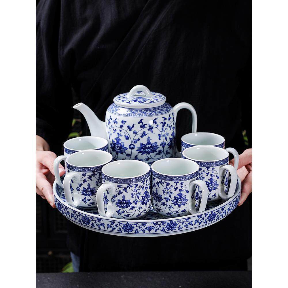 景德镇瓷茶壶中式青花具套装家用陶瓷高档轻奢简约茶杯高级大号茶