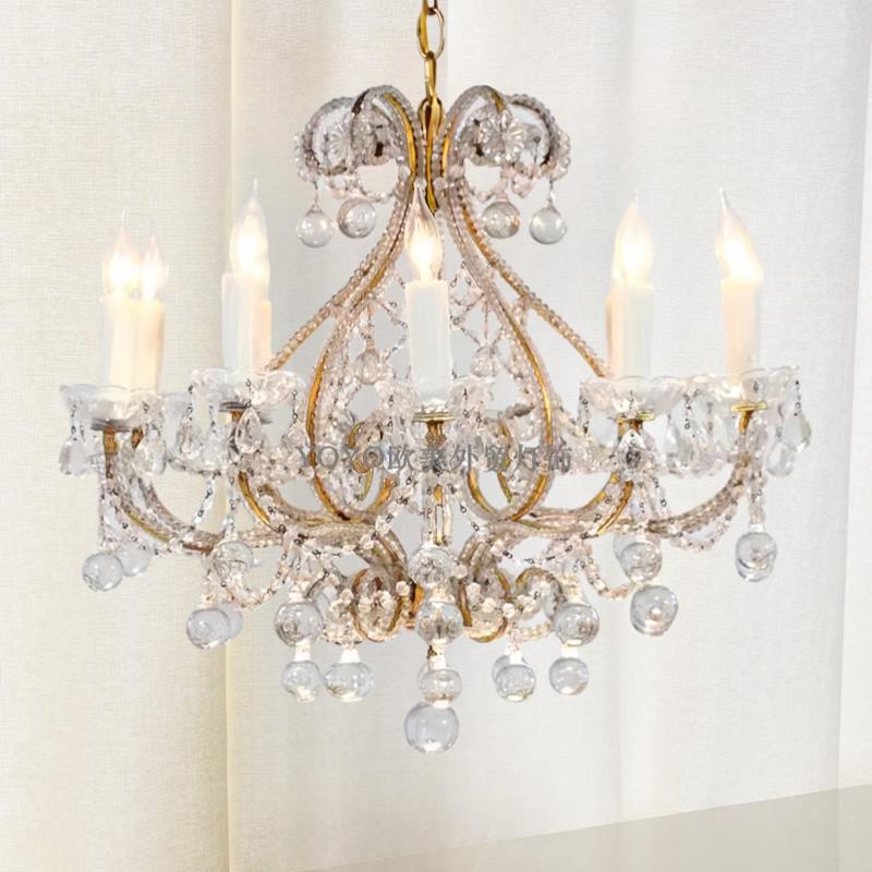 YOYO 轻奢法式心形水晶纯铜吊灯 客厅餐厅书房卧室床头低楼层灯