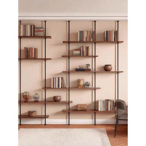 顶天立地置物架北欧简约书架客厅隔断陈列展示架落地书柜装饰架子