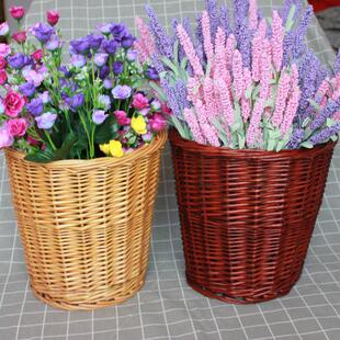 柳编藤编大号落地花篮花桶客厅插花花器花筐花篓收纳筐 摄影道具