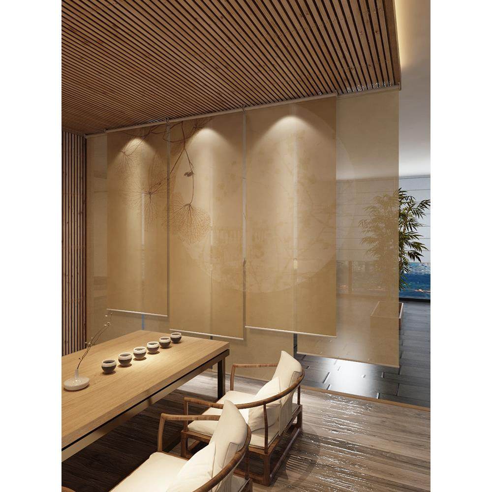 新中式拉卷式客厅餐厅茶室电动升降卷帘窗帘遮阳屏风隔断帘装饰帘,居家布艺,卷帘,淘宝优惠券,粉丝福利购,淘宝优惠卷