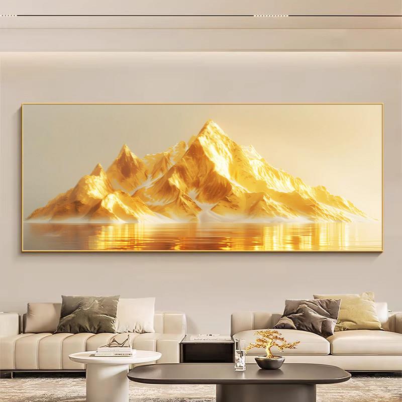 日照金山装饰画客厅挂画新中式背靠金山书房山水画办公室卧室壁画