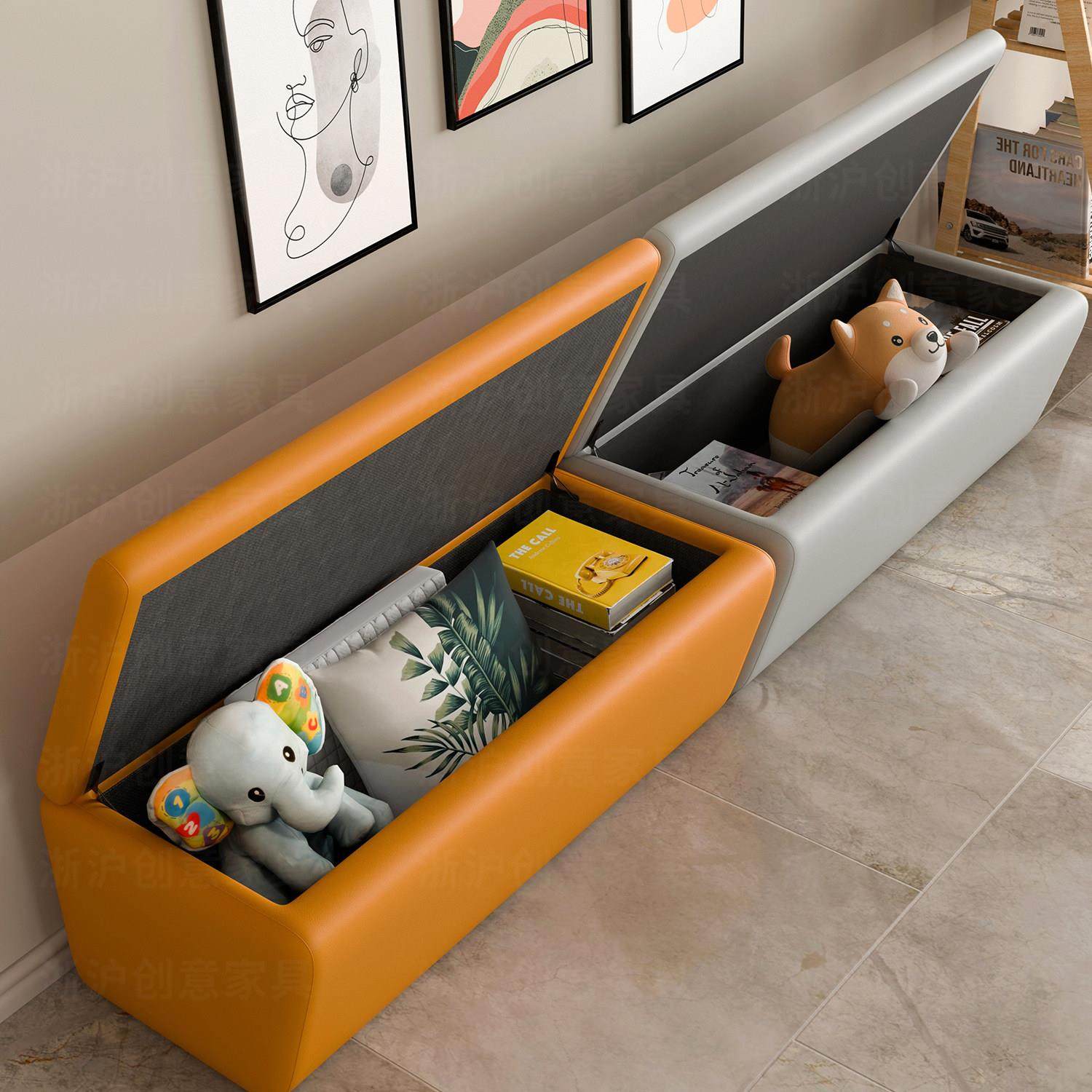 创意休闲储物沙发北欧简约现代卧室床边换鞋凳长条软包皮凳可定制,收纳整理,收纳凳,淘宝优惠券,粉丝福利购,淘宝优惠卷