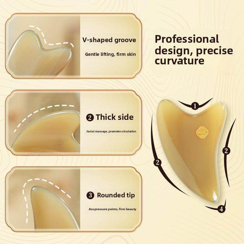 范燕白水牛角刮痧板美容瘦脸按摩穴位疏通经络梳专用提颜