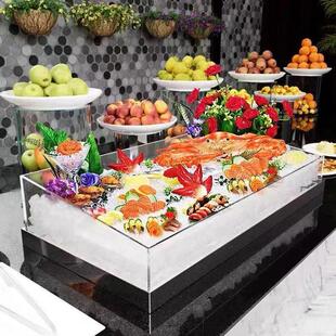 生鲜展示柜超市海鲜冰台不锈钢水果架冰鲜台商用台式水产冷藏保鲜