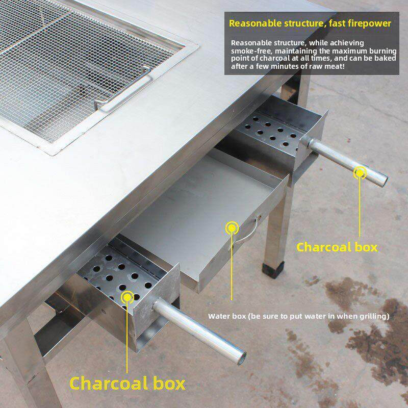 无烟烧烤桌商用烤肉木炭烤羊腿炉碳火室内户外不锈钢自助烧烤架