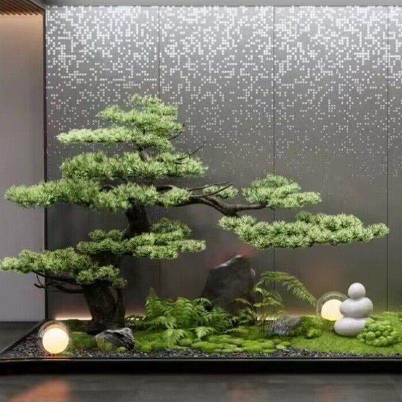 模拟迎宾松树大型人造树新型中国风景观室内外窗户入口装饰摆件绿