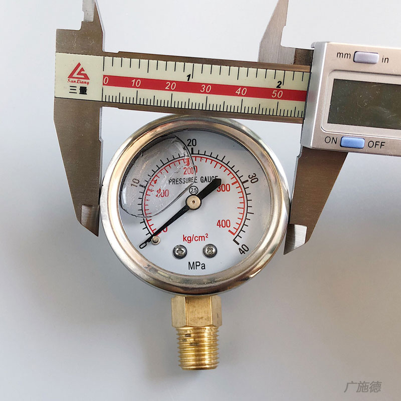YN50防震压力表表盘50mm耐震压力表400KG水压表0-40MPa二分螺纹