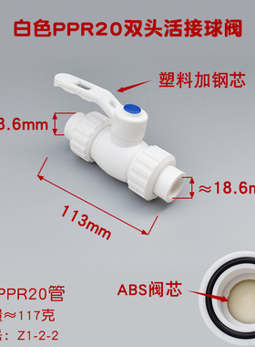 PPR白色20 25 32双活接球阀ppr灰色40 50 63 75 90 110热熔阀门