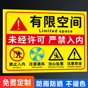 有限空间警示标识牌有限空间作业安全告知牌当心受限空间标识牌密闭空间未经许可禁止入内风险点告知规程制度