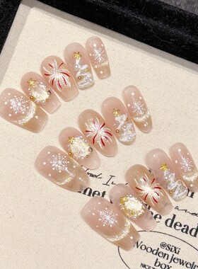 mmuse家-纯手工精品圣诞烟花花火大会雪花纯欲温柔猫眼穿戴甲