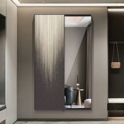 客厅装饰画隐藏式推拉镜子画