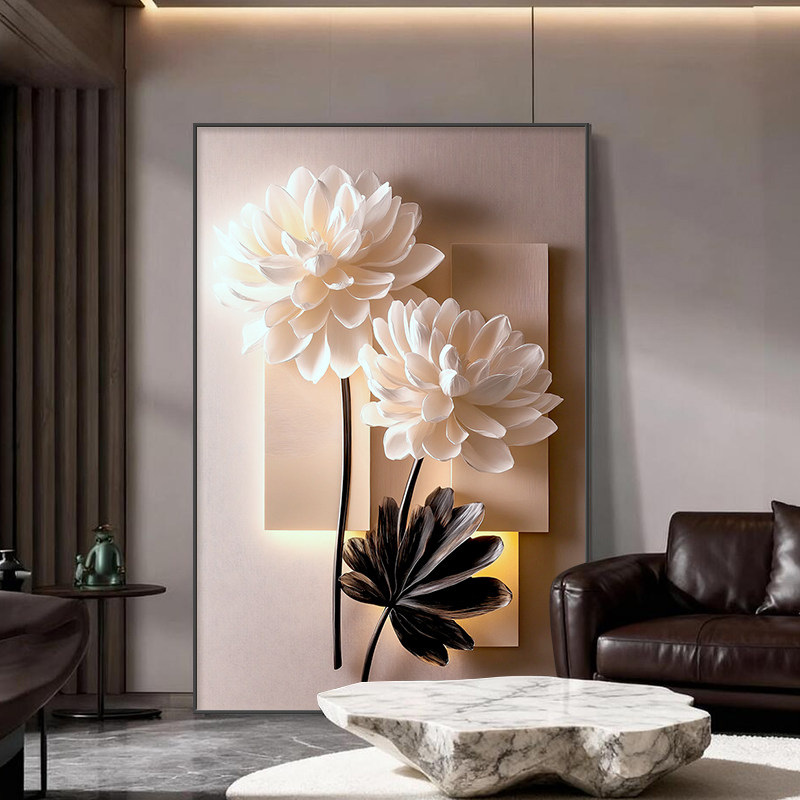 奶油风花卉客厅装饰画2026新款轻奢高级感沙发背景墙壁画玄关挂画