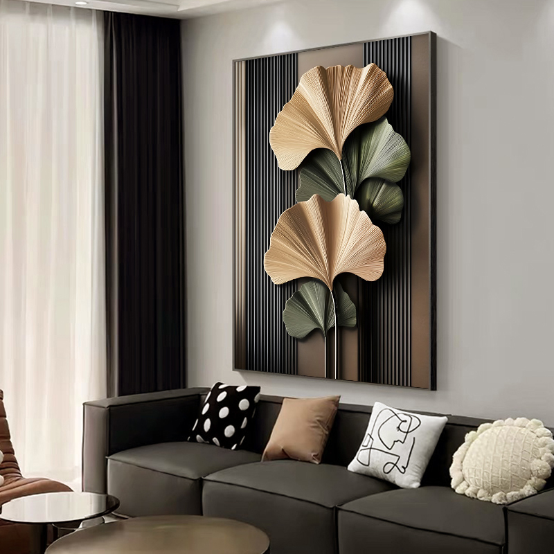 高级感客厅装饰画银杏叶挂画