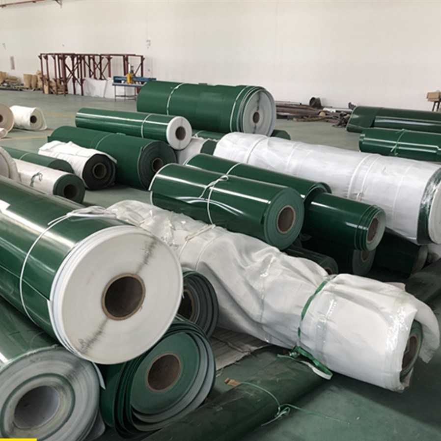 供应绿色环形花纹防滑输送带 定 制工业型皮质PVC平面输送带