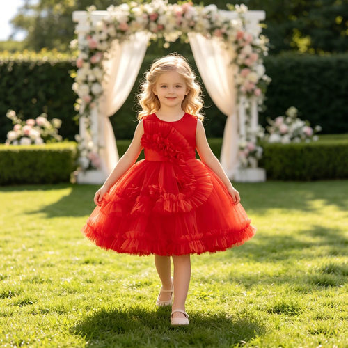 跨境现货女童公主裙蓬蓬纱蛋糕裙周岁生日晚礼服连衣裙kids dress