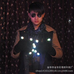 新款 学生夜间骑行警示反光夜光手套 酒吧街舞手影舞表演荧光手套