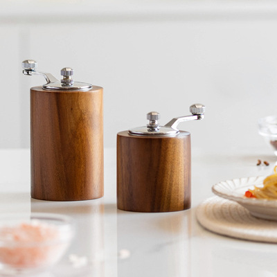 工厂直供木质手摇胡椒研磨器厨房香料调味瓶手动磨咖啡豆研磨器