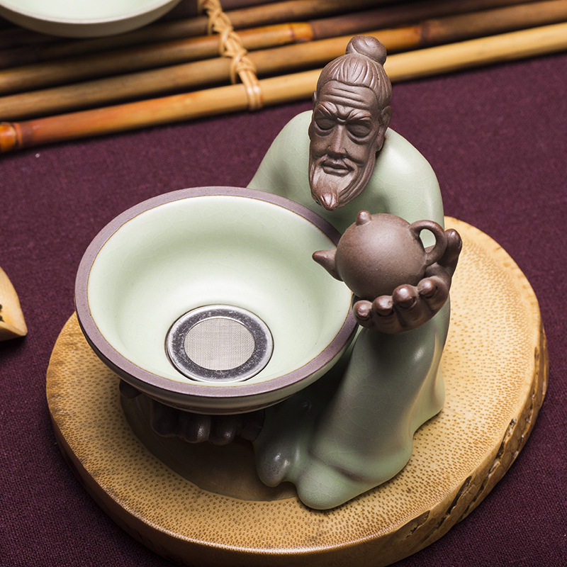 汝窑开片茶漏滤茶器哥窑紫砂茶滤陶瓷滤网汝瓷茶渣网功夫茶具配件