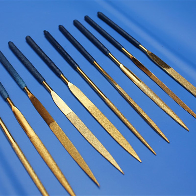 热销镀钛金色金钢石锉刀3*140MM 金刚石整形锉 金刚锉 10支装