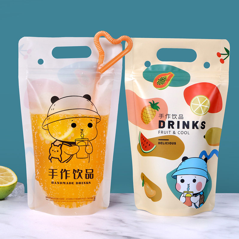 热销一次性饮料袋奶茶包装袋子饮品酸梅汤打包袋奶昔创意网红便携