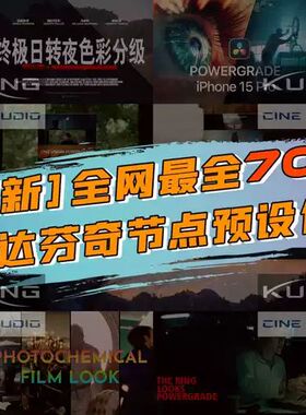 全网最全70个胶片达芬奇电影感powergrade，最全达芬奇节点包