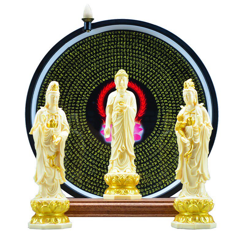 西方三圣禅意摆件家用观音菩萨阿弥陀佛大势至菩萨佛像装饰品摆放