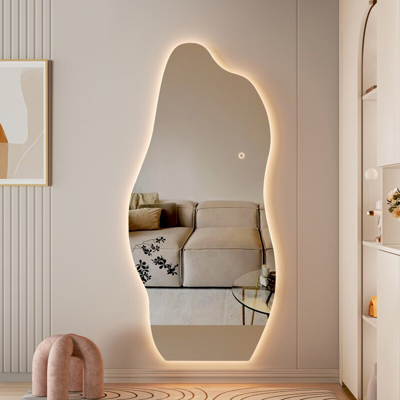 全身镜穿衣落地镜子化妆带灯挂墙试衣镜家用创意壁挂贴墙女生卧室