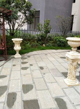 复古做旧欧式罗马柱花盆底座花架石膏料装饰柱子落地摆件雕像底座