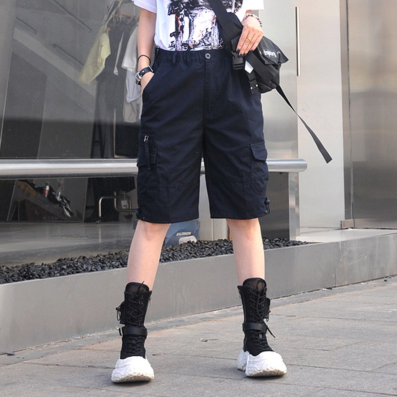 2024夏季薄款女裤中腰男女中性五分裤宽松显瘦休闲工装短裤街舞裤