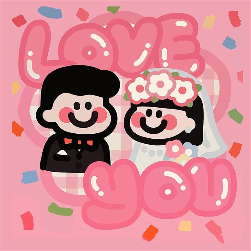卡通情侣无框画可爱新婚礼物装饰画房间摆画卧室挂画