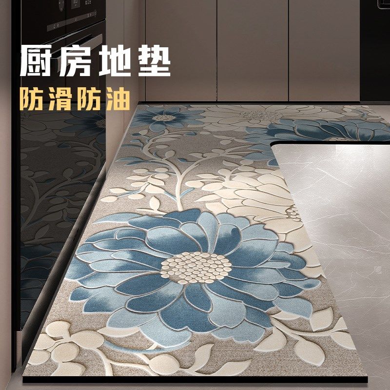 2025新款厨房地垫防油吸水防滑可擦免洗脚垫L型耐脏专用垫子定制