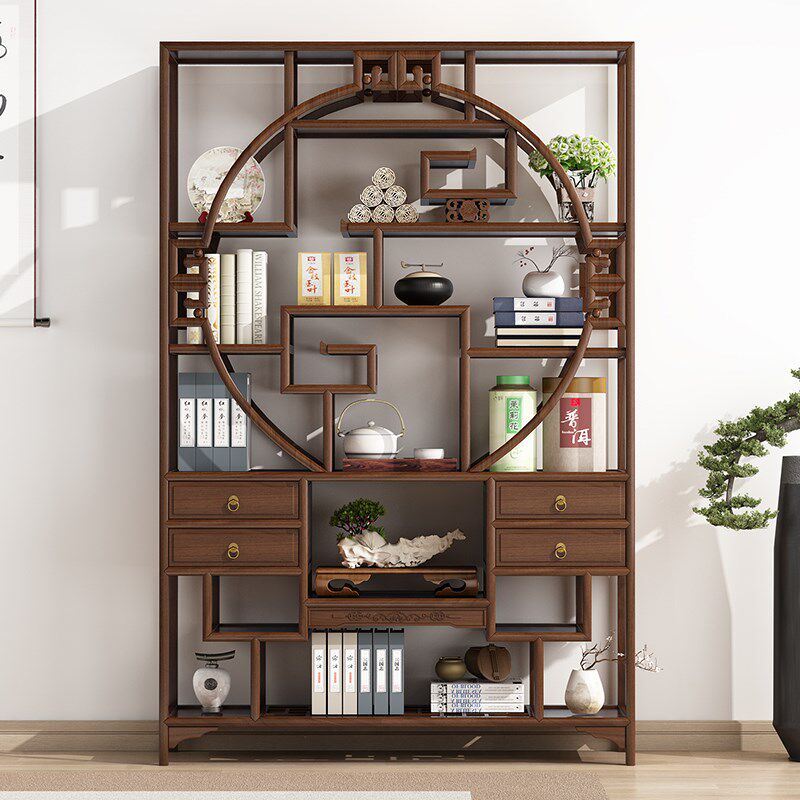 古董茶室置物架茶货架中式实木博古架多宝阁展示架置物架客厅书柜
