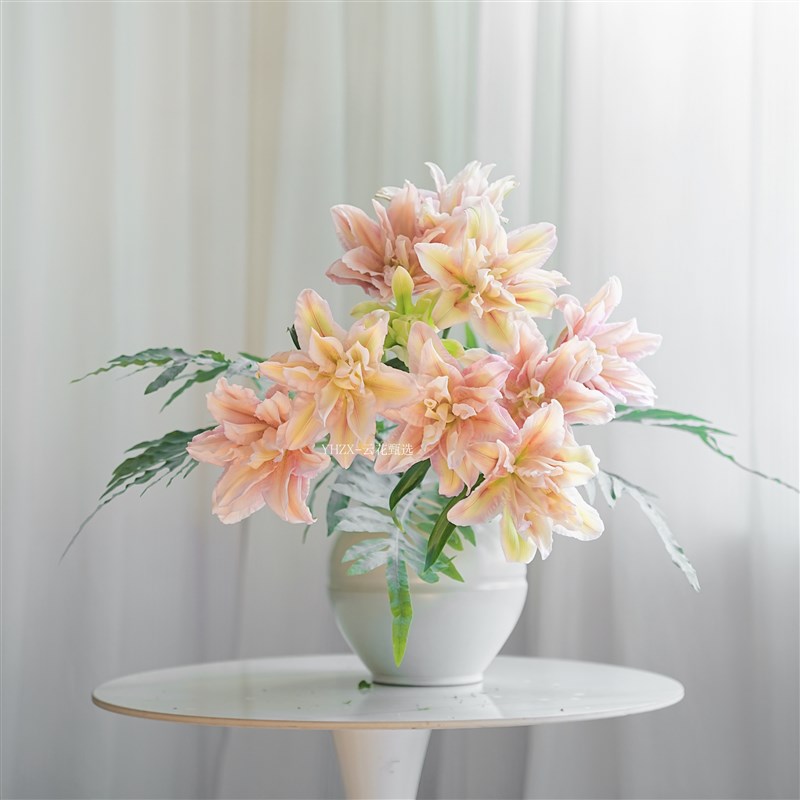 【云花甄选】萨拉重瓣百合清新空气花期久鲜花中式玄关装饰有香味