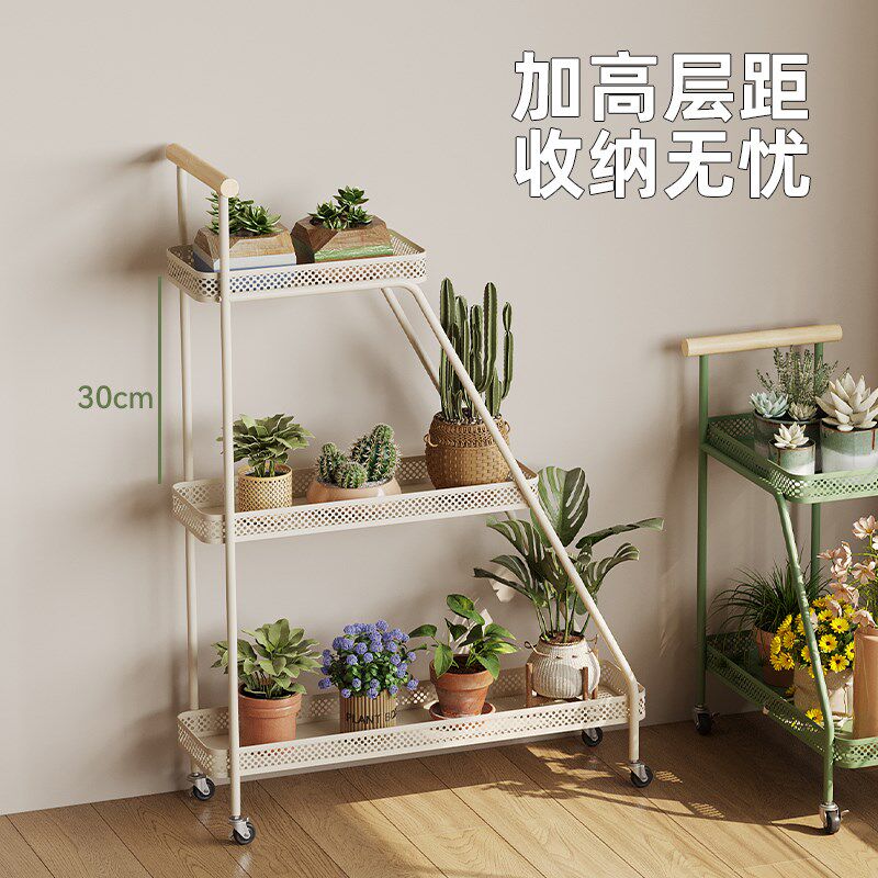 花架可移动阳台落地铁艺多肉花盆置物架室内客厅不占地植物摆放架
